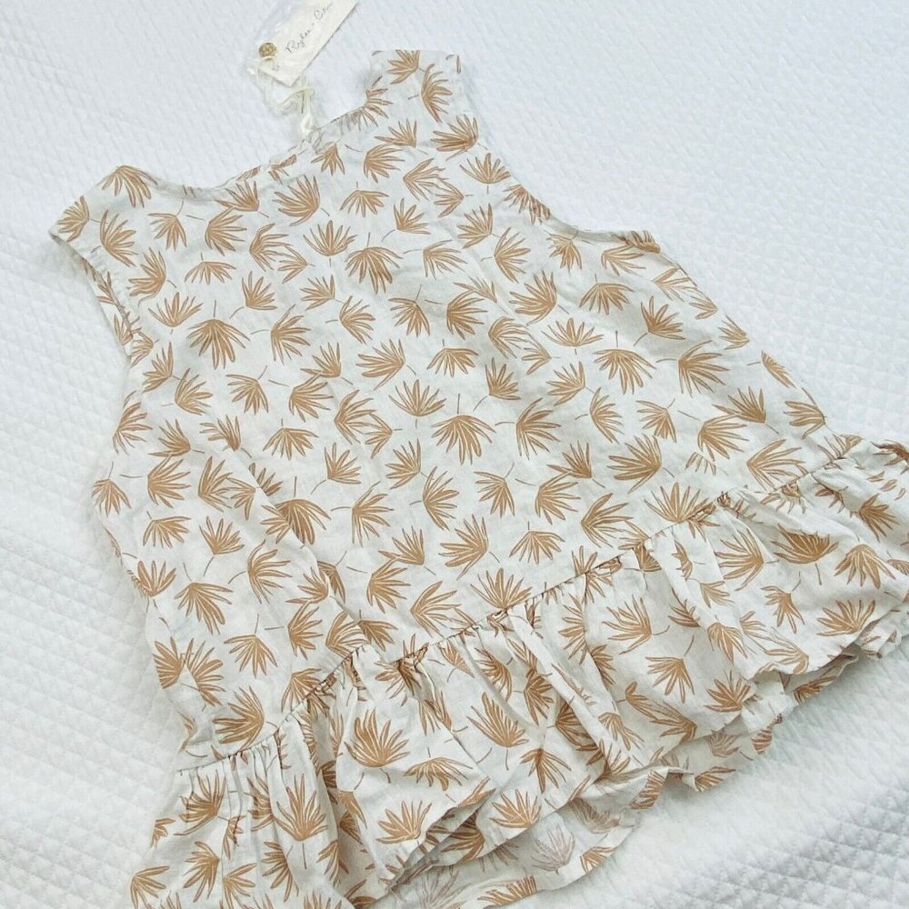 NWT Rylee & Cru Girls Sz 10-12 Y Carrie Blouse Top Shirt Palm Linen Blend